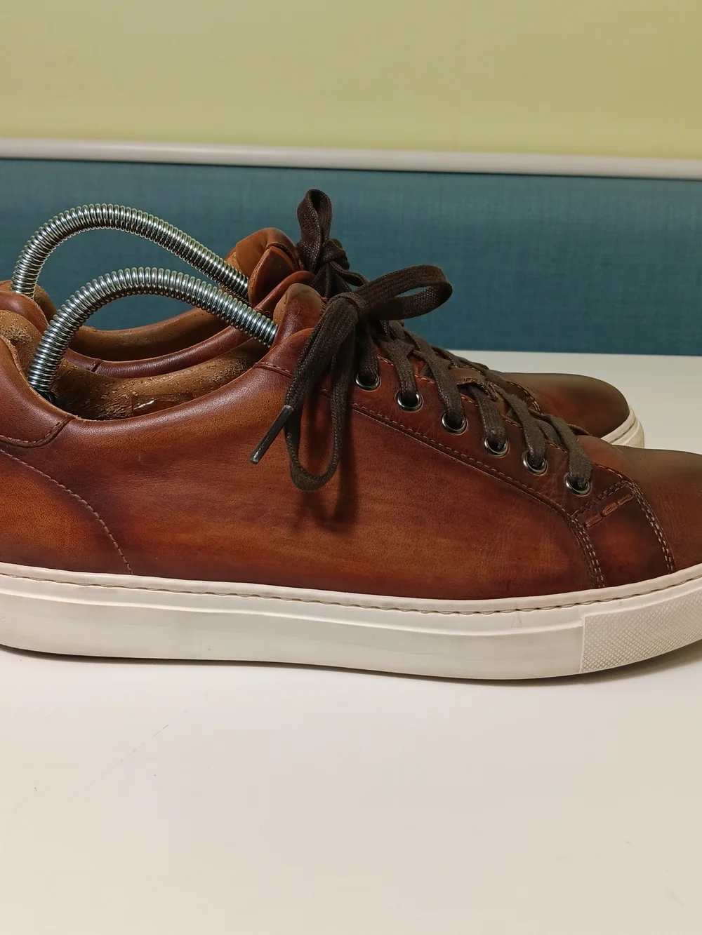 Magnanni Shoes Mens 8.5 Cognac Brown Elonso Lo Leather Sneakers Casual